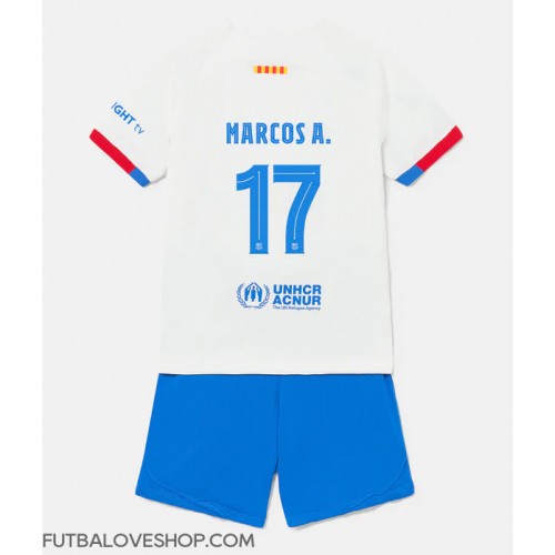 Dres Barcelona Marcos Alonso #17 Preč pre deti 2023-24 Krátky Rukáv (+ trenírky)